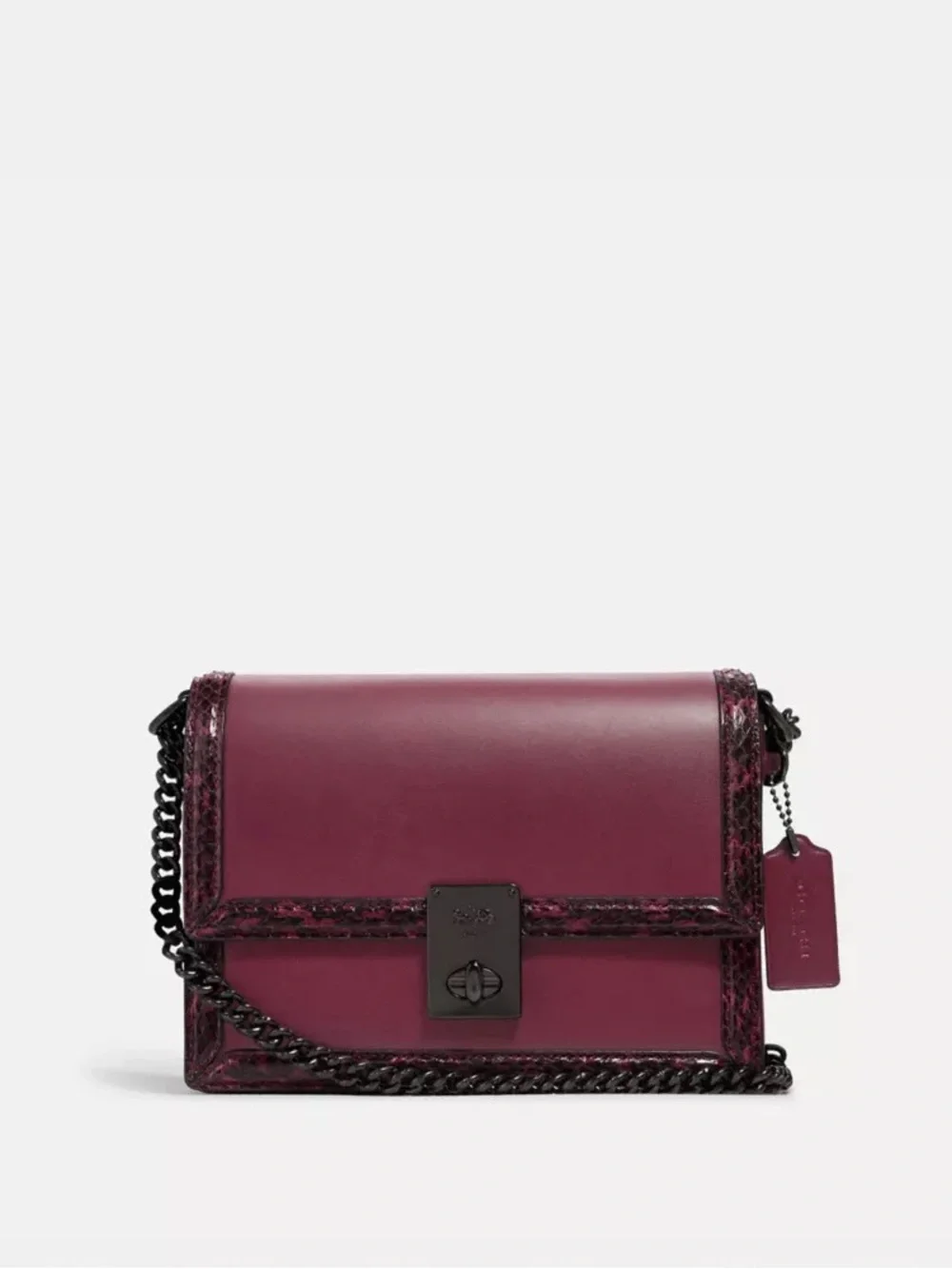 Coach Hutton Shoulder Bag With Snakeskin Detail - Picture 1 of 16